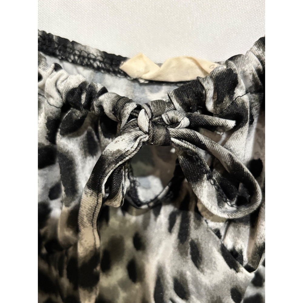 Womens Leopard Print Ruched Bust Milkmaid Midi Slip Dress Sz L y2k Grunge Edgy - Picture 7 of 10